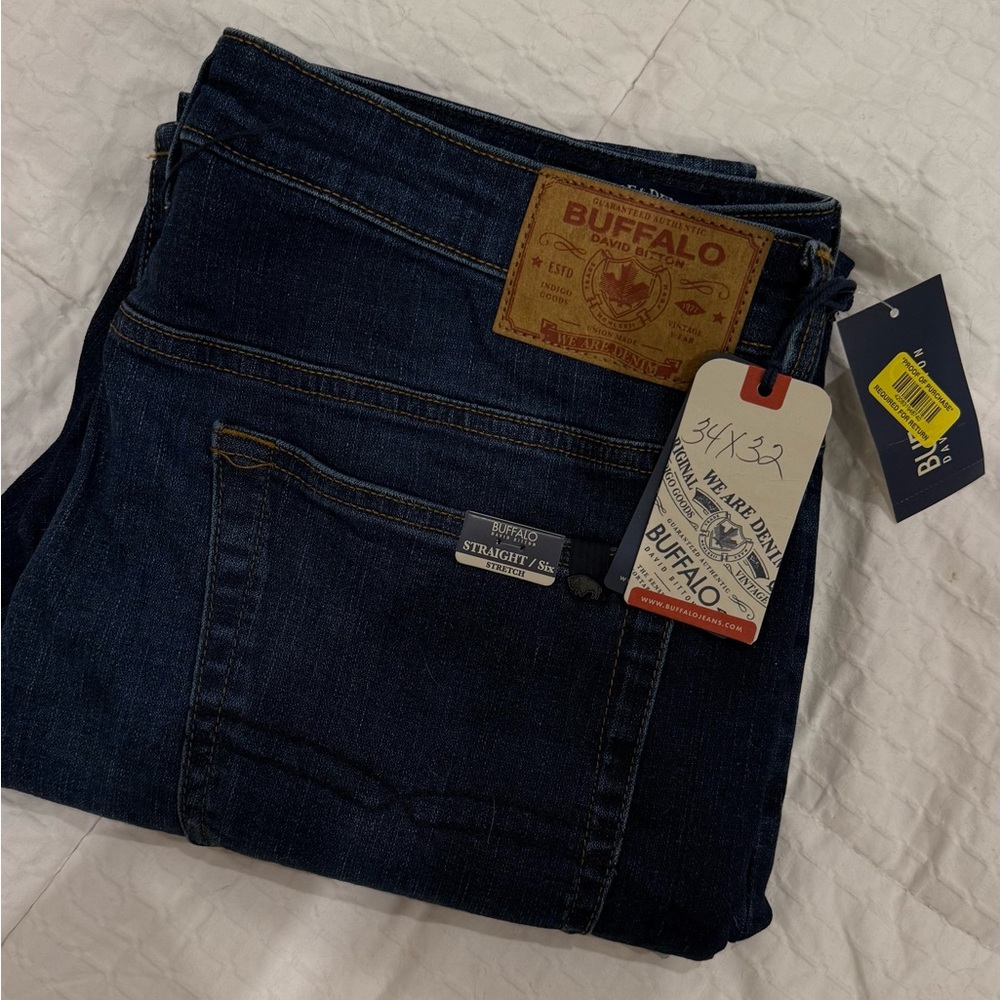 Buffalo David Bitton Men's Straight Six Rich Indigo Jeans - Men’s 34/32